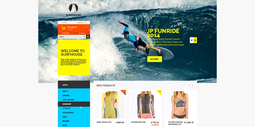 Free Ecommerce Web Templates PSD 121 Surfhouse