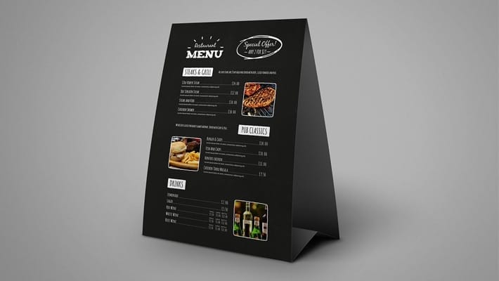 Table Tent Menu Mockup