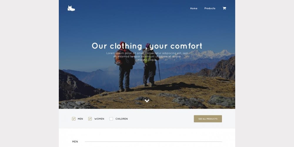Free Ecommerce Web Templates PSD 114 Trekking Store