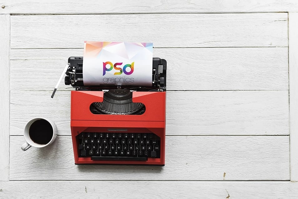 Typewriter Mockup Free PSD