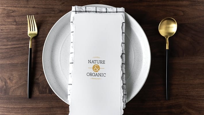 With Plate Mockup on a Wooden Table