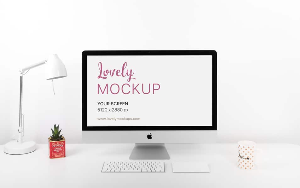 iMac Mockup On Clean White Desk