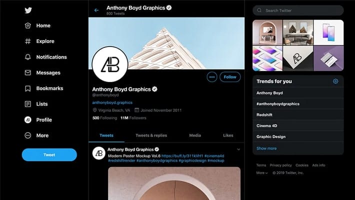 2019 Dark Twitter Mockup