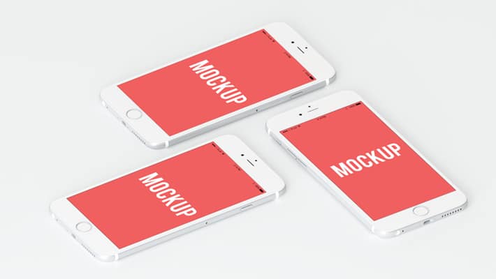 3 iPhone Mockup in White Studio