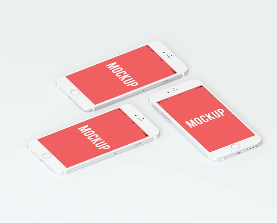 3 iPhone Mockup in White Studio