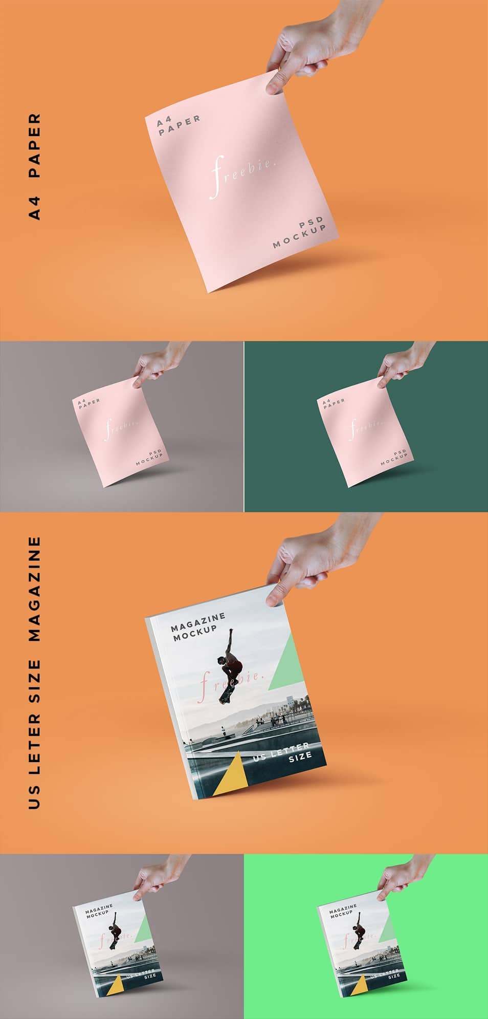 A4 Paper And Magazine PSD Mockups