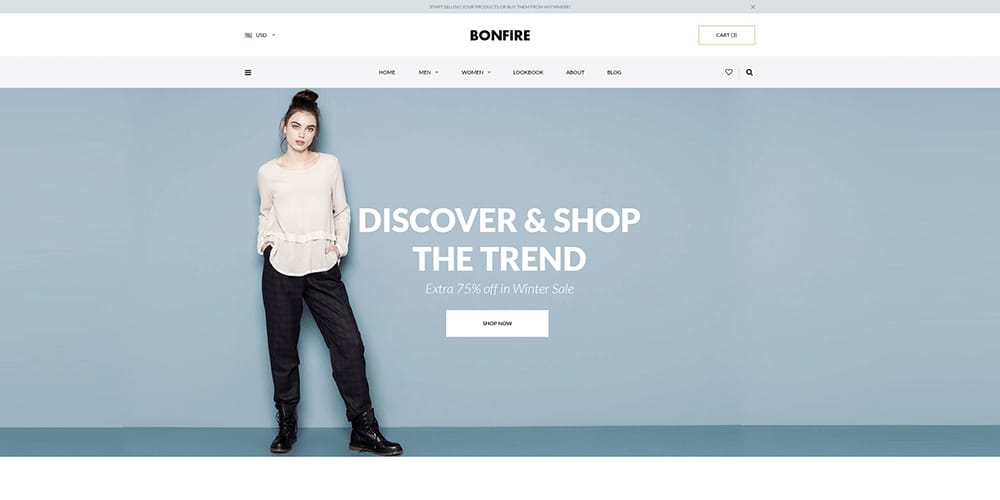 Bonfire E commerce Web Template PSD