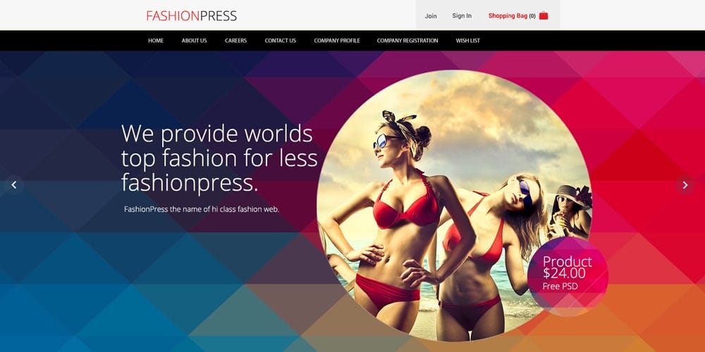 Fashionpress Web Template PSD