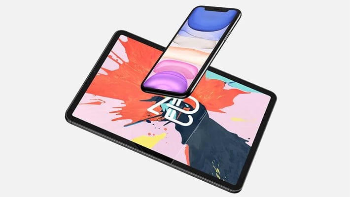 Floating iPhone 11 Pro Max and iPad Pro Mockup