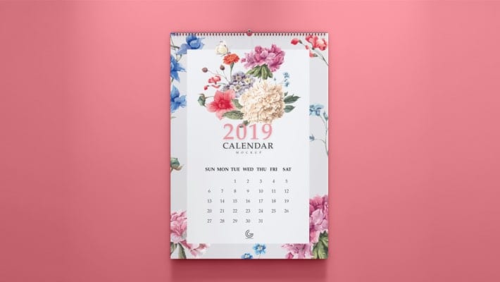 Free 2019 Calendar Mockup PSD For Presentation