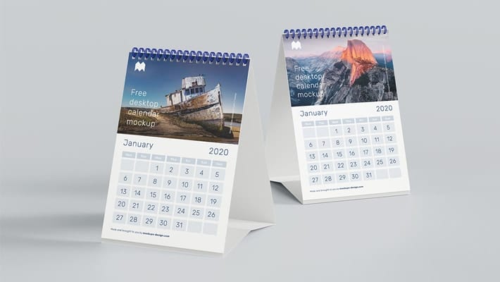 Free A5 Desk Calendar Mockup