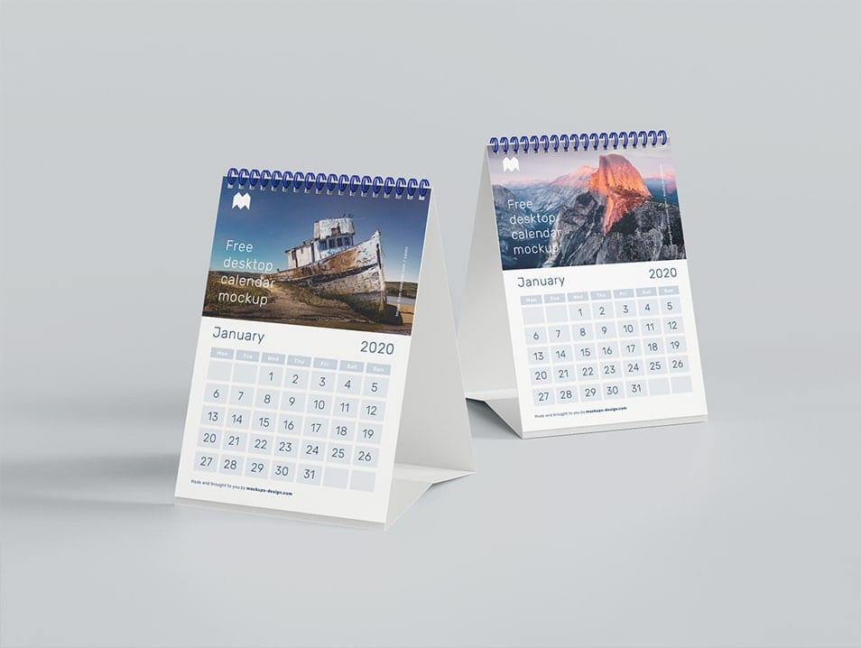 Free A5 Desk Calendar Mockup