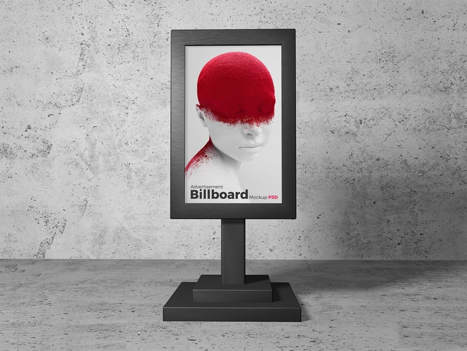 Free Advertisement Billboard Stand Mockup PSD