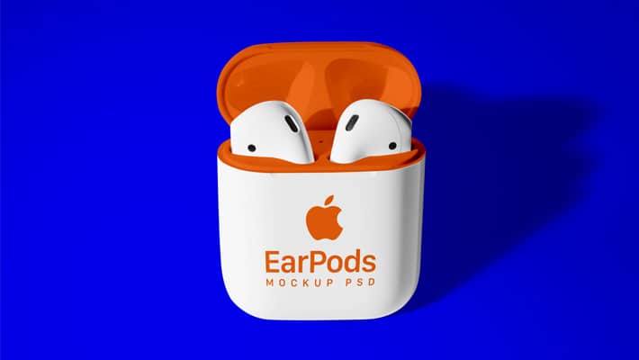 Free Apple AirPods 2 Mockup PSD