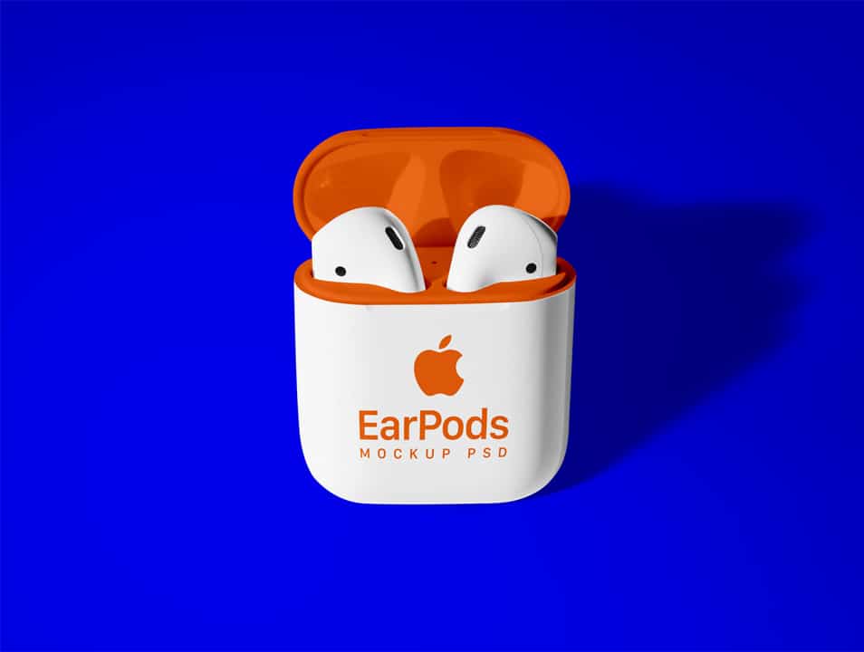 Free Apple AirPods 2 Mockup PSD