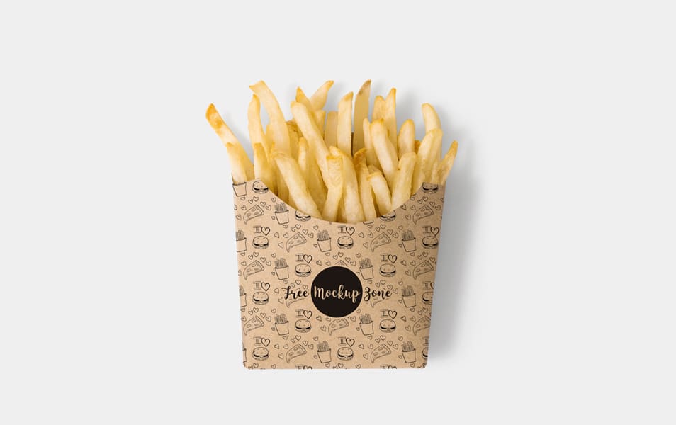 Free Brown Paper French Fries Box Mockup PSD