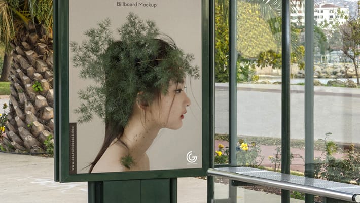 Free Bus Stop Poster Billboard Mockup PSD