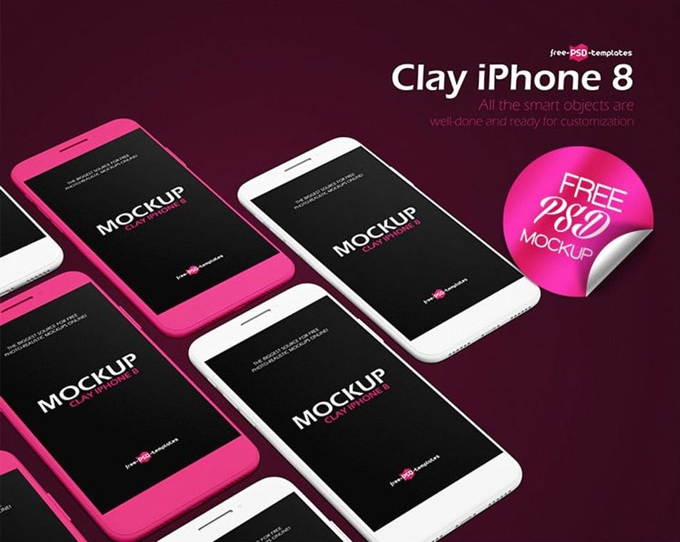 Free Clay iPhone 8 Mock-up in PSD