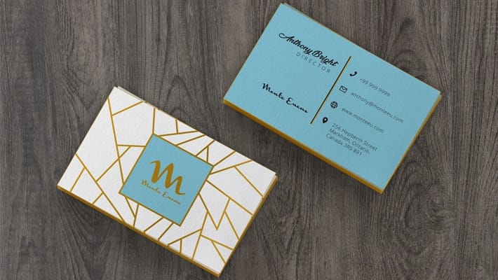 Free Colored Edge Front & Back Business Card Mockup PSD