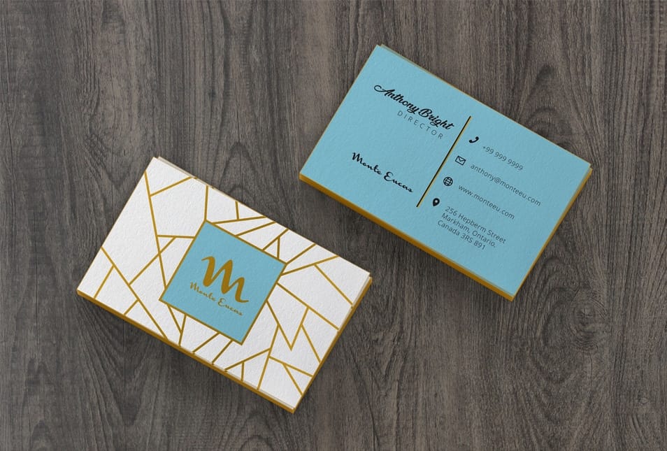 Free Colored Edge Front & Back Business Card Mockup PSD