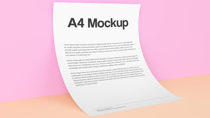 Free Floating A4 Paper PSD Mockup