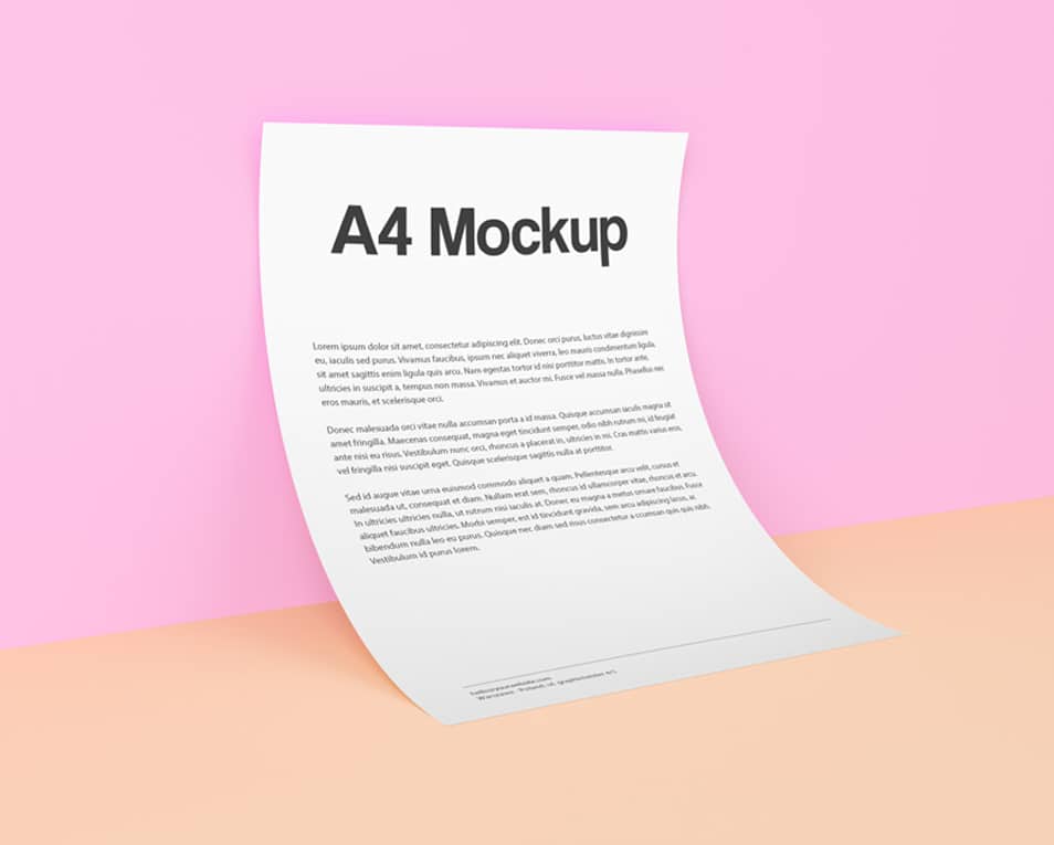 Free Floating A4 Paper PSD Mockup