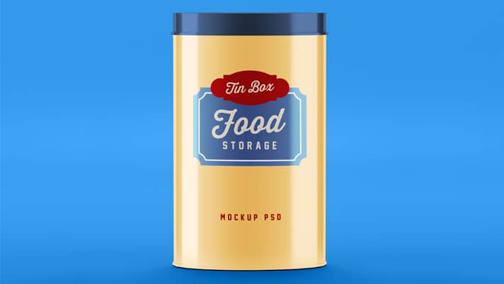 Free Food Storage Tin Can Mockup PSD