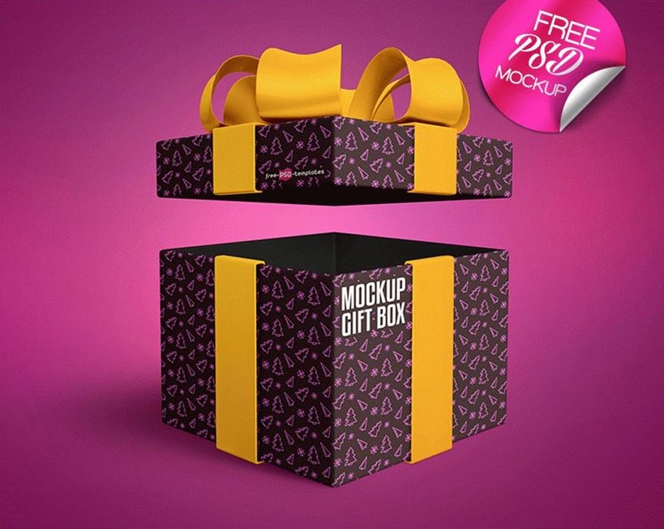 Free Gift Box Mock-up in PSD