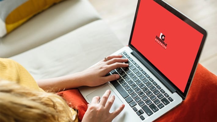 Free Girl Working on Laptop Mockup PSD