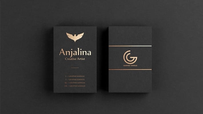 Free Gold Foil Business Card Mockup PSD