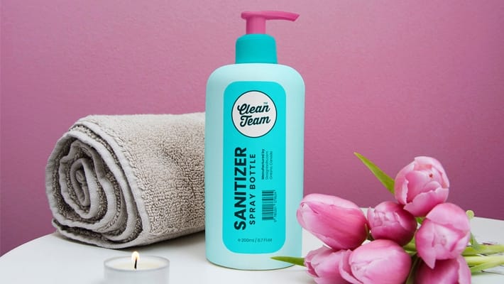 Free Hand Sanitizer Spray Bottle Mockup PSD