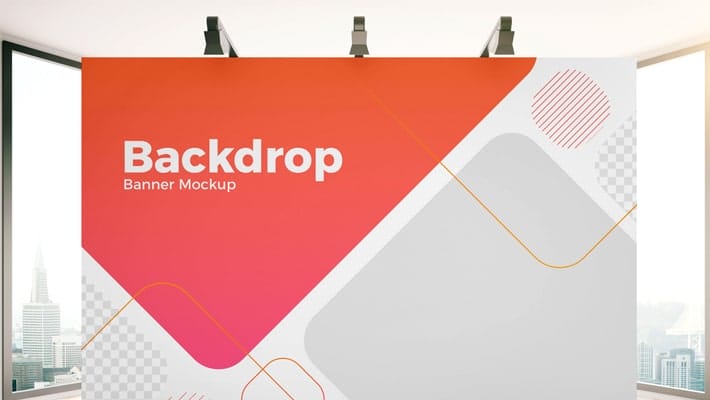 Free Indoor Advertisement Backdrop Banner Mockup PSD