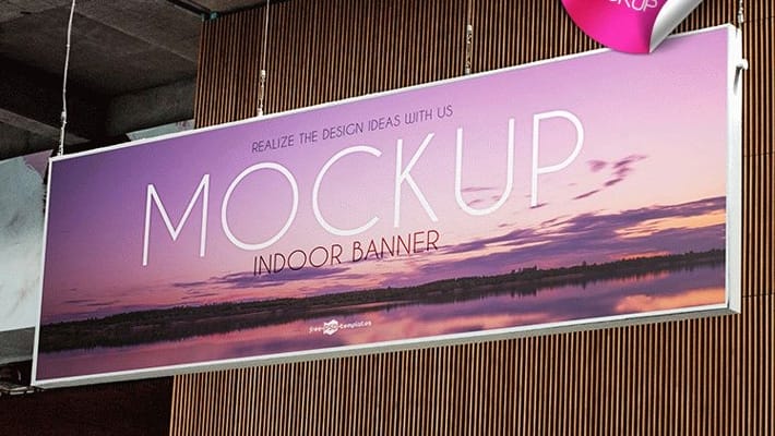 Free Indoor Banner Mock-up in PSD