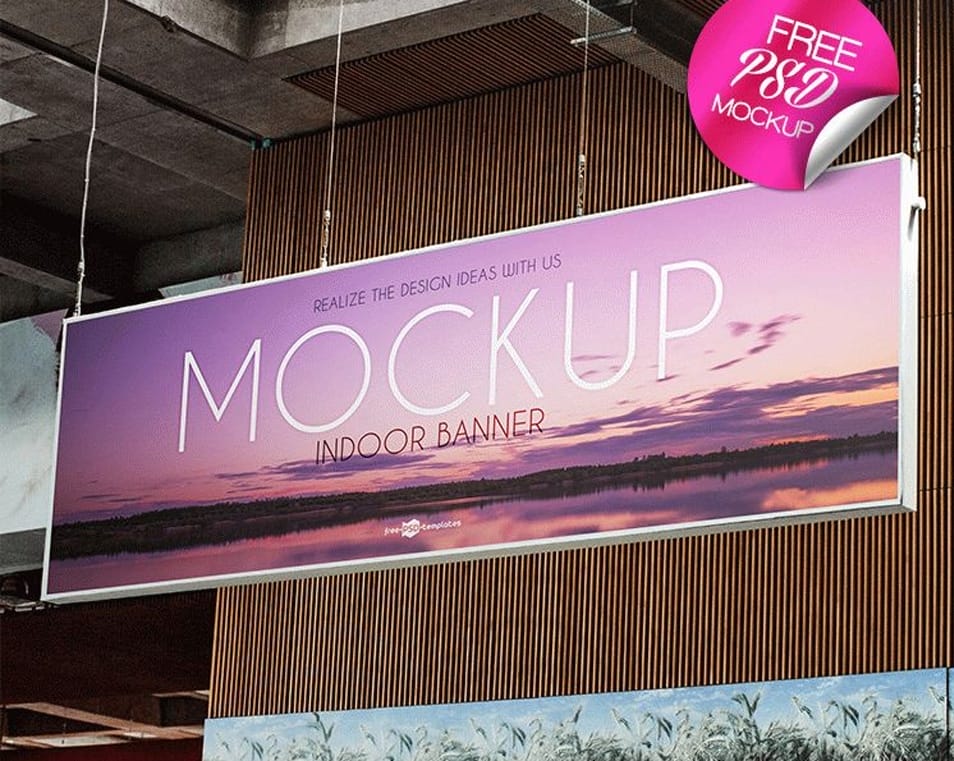 Free Indoor Banner Mock-up in PSD