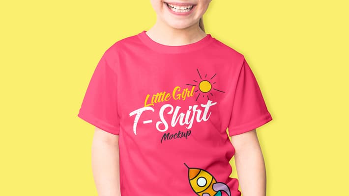 Free Little Girl T-Shirt Mockup PSD
