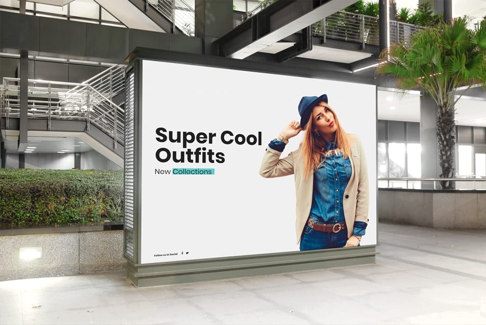 Free Mall Indoor Billboard Digital Ad Mockup PSD For Advertisement