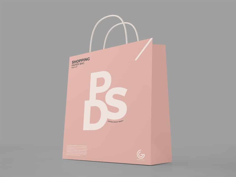 Free Modern Shopping Paper Bag Mockup PSD