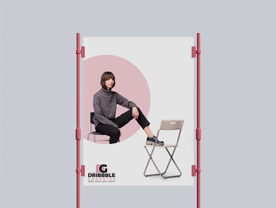 Free Poster Sandwiched Metal Clasps Mockup PSD