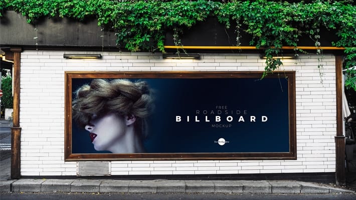 Free Roadside Advertisement Billboard Mockup PSD