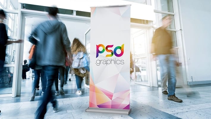 Free Roll-up Standing Banner Mockup PSD