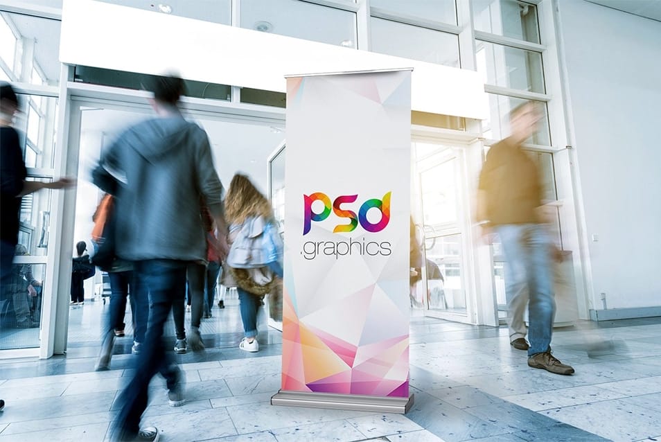 Free Roll-up Standing Banner Mockup PSD
