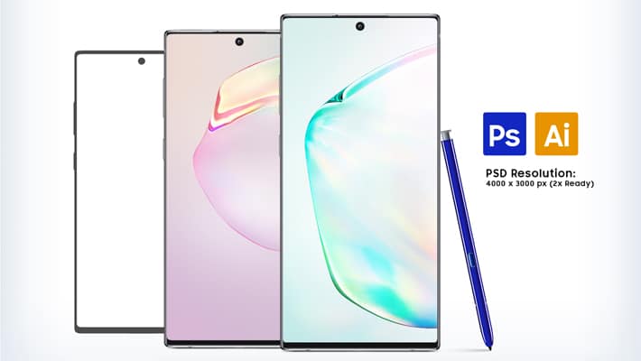 Free Samsung Galaxy Note10 & Note10+ Mockup PSD