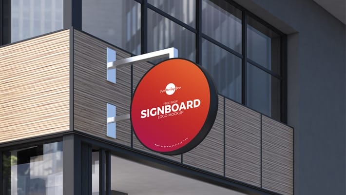 Free Shop Sign Board Logo Mockup PSD