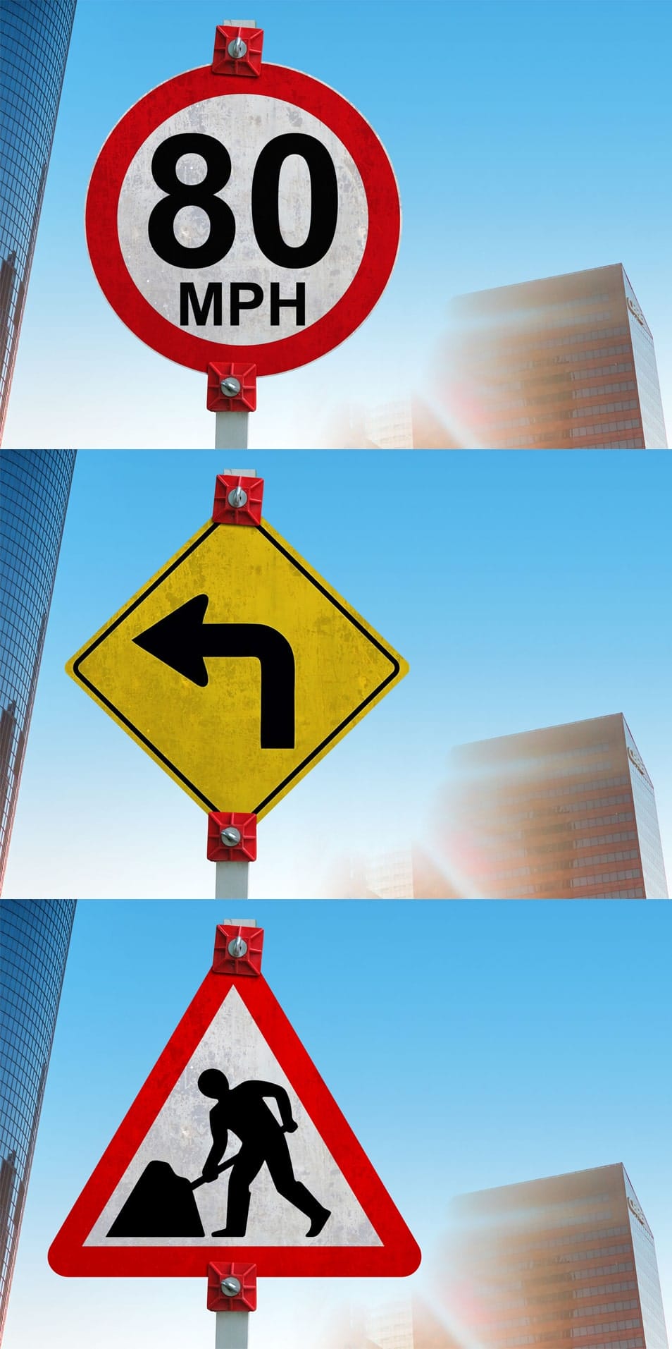 Free Traffic Sign Mockup PSD in 3 Shapes