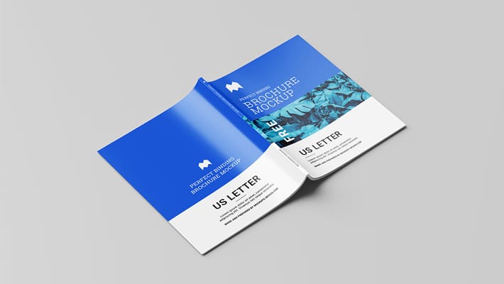 Free US Letter Perfect Binding Brochure Mockup