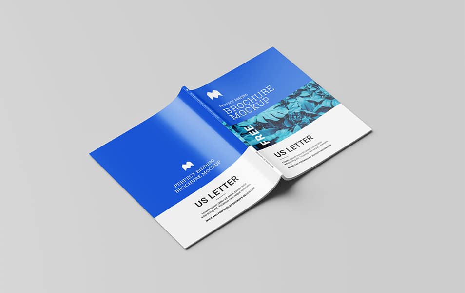 Free US Letter Perfect Binding Brochure Mockup