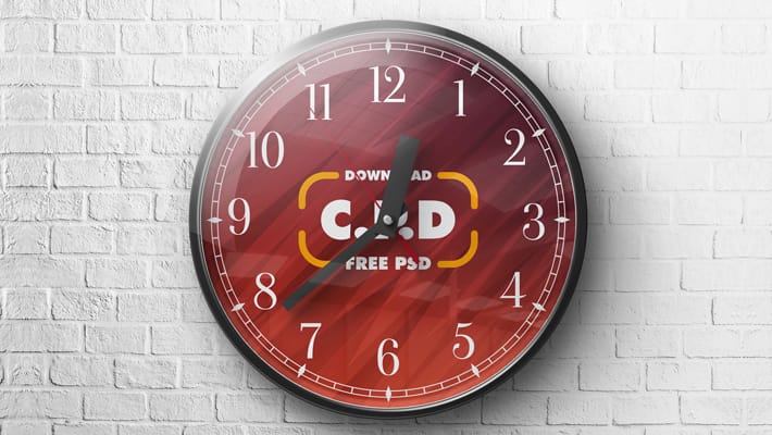 Free Wall Clock PSD Mockup