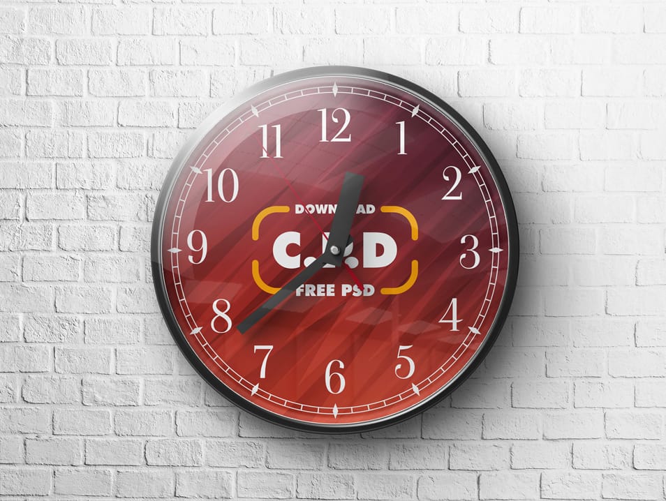 Free Wall Clock PSD Mockup