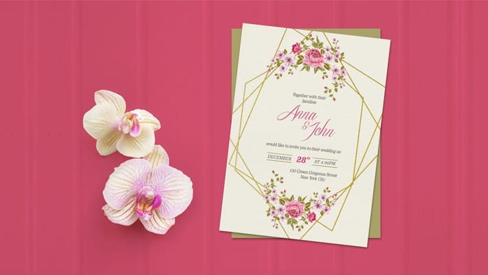Free Wedding Invitation Card Template & Mockup PSD