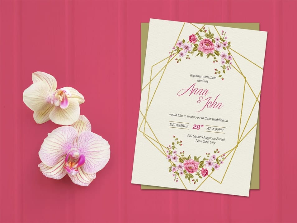 Free Wedding Invitation Card Template & Mockup PSD